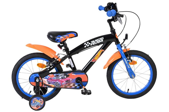 Hot Wheels Kids Bike - Boys - 16 inch - Black Orange Blue - Two hand brakes