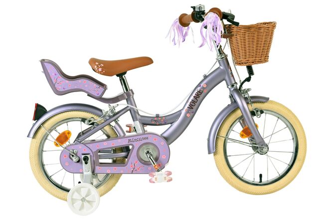 Volare Blossom Children's Bicycle - Girls - 14 inch - Purple - Two Hand Brakes