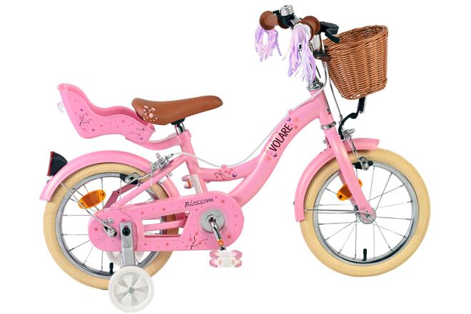 Volare Blossom Children's Bicycle - Girls - 14 inch - Pink - Two Hand Brakes