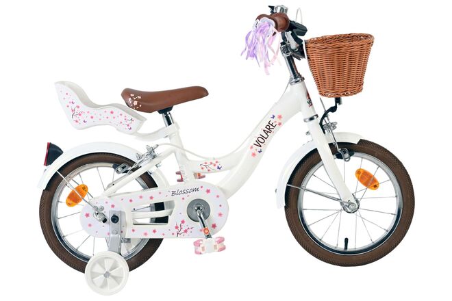 Volare Blossom Children's Bicycle - Girls - 14 inch - White - Two Hand Brakes