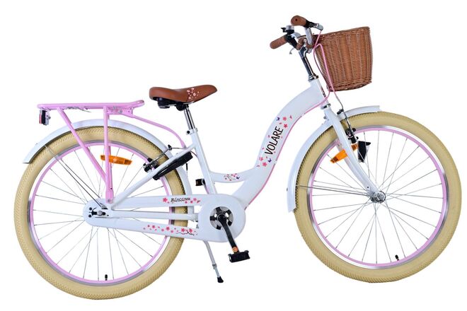 Volare Blossom Children's Bicycle - Girls - 24 inch - White - Two hand brakes