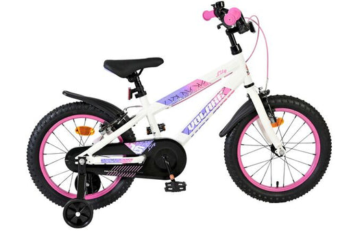 Volare Lily Children's Bicycle - Girls - 16 inch - White Pink Purple - Two Hand Brakes