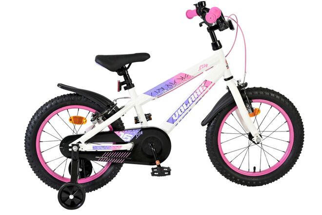 Volare Lily Children's Bicycle - Girls - 16 inch - White Pink Purple - Two Hand Brakes