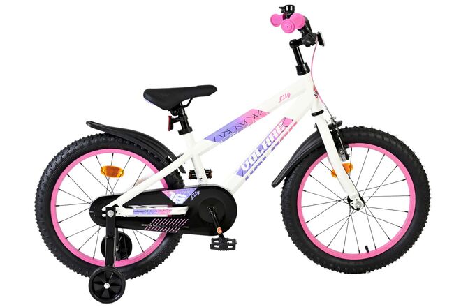 Volare Lily Children's Bicycle - Girls - 18 inch - White Pink Purple