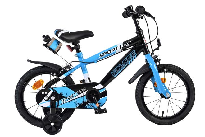 Volare Sportivo Children's Bicycle - Boys - 14 inch - Blue Black - Two Hand Brakes