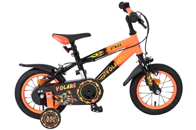 Volare Strike Children's Bicycle - Boys - 12 inch - Black Orange - Two Hand Brakes