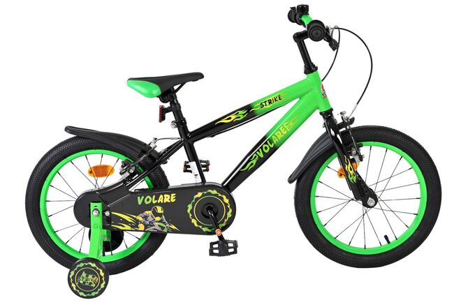 Volare Strike Children's Bicycle - Boys - 16 inch - Black Green - Two Hand Brakes
