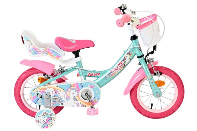 Volare Unicorn Children's Bicycle - Girls - 12 inch - Green - Two hand brakes
