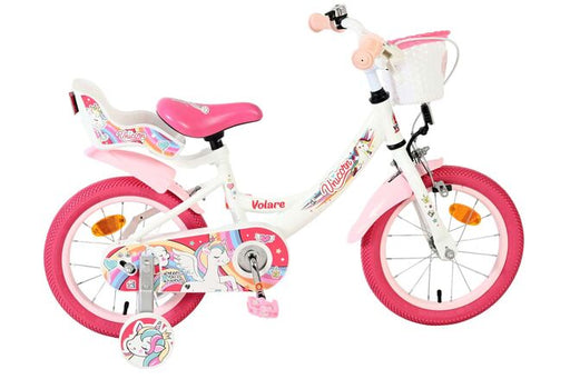 Volare Unicorn Children's Bike - Girls - 14 inch - White
