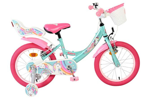 Volare Unicorn Children's Bicycle - Girls - 16 inch - Green - Two Hand Brakes