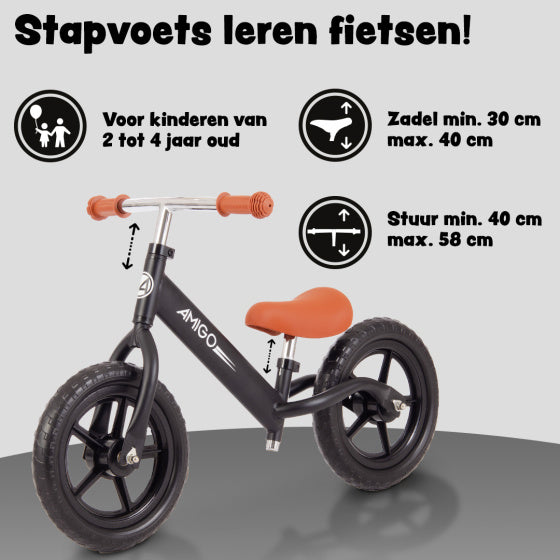 Hopper Loopfiets 12 Inch Junior Matte black,