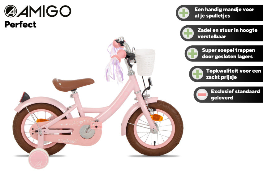 Perfect 12 Inch 21 cm Girls Coaster Brake Pink, Online σε Προσφορά Outlet Καταστήματος με μεγάλη έκπτωση και στην καλύτερη τιμή