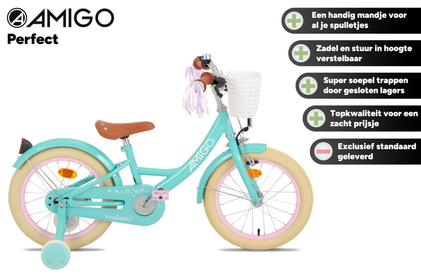 Perfect 16 Inch 23,5 cm Girls Coaster Brake Turquoise, Online σε Προσφορά Outlet Καταστήματος με μεγάλη έκπτωση και στην καλύτερη τιμή