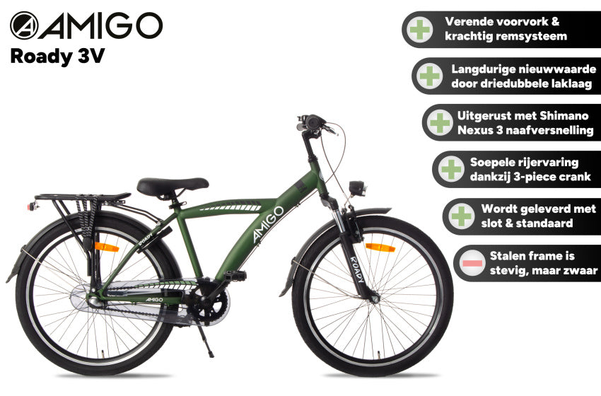 Roady 24 Inch Boys 3SP Coaster Brake Green,