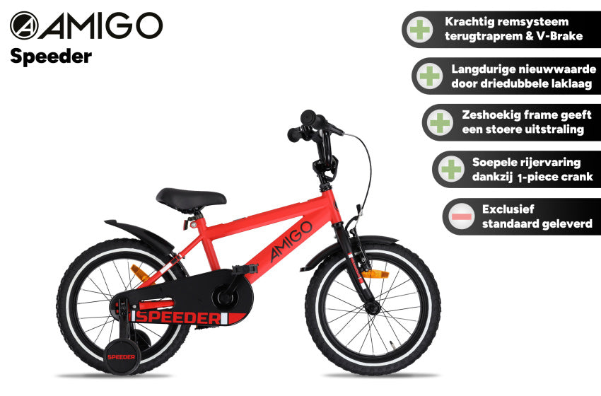 Speeder 14 Inch Boys Coaster Brake Red/Black,