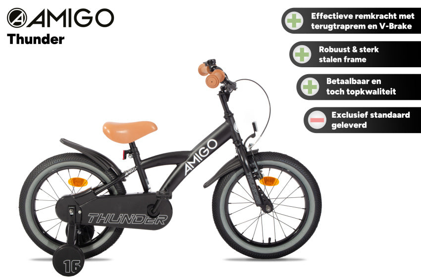 Thunder 16 Inch 23,5 cm Boys Coaster Brake Black/White, Online σε Προσφορά Outlet Καταστήματος με μεγάλη έκπτωση και στην καλύτερη τιμή