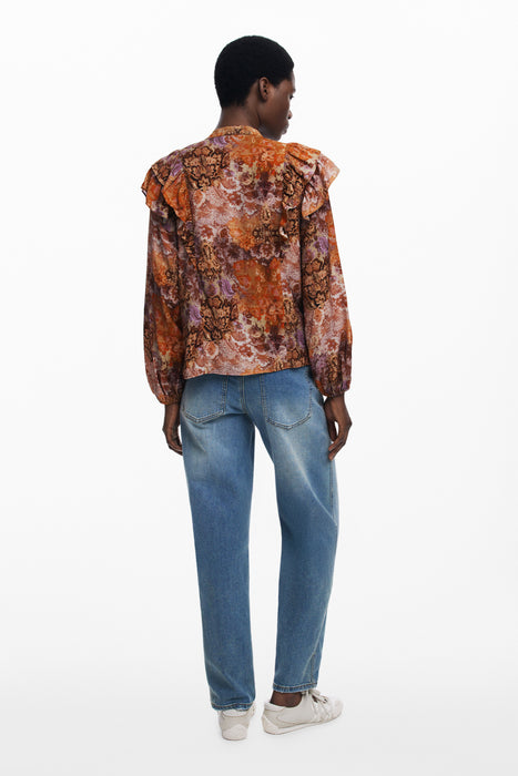 Desigual Womens Long-Sleeved Shirt, Orange