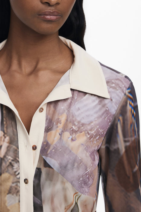 Desigual Womens Long-Sleeved Shirt, Beige