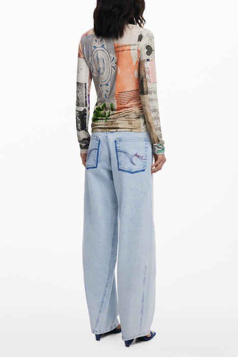 Desigual Womens Long-Sleeve T-Shirt Beige