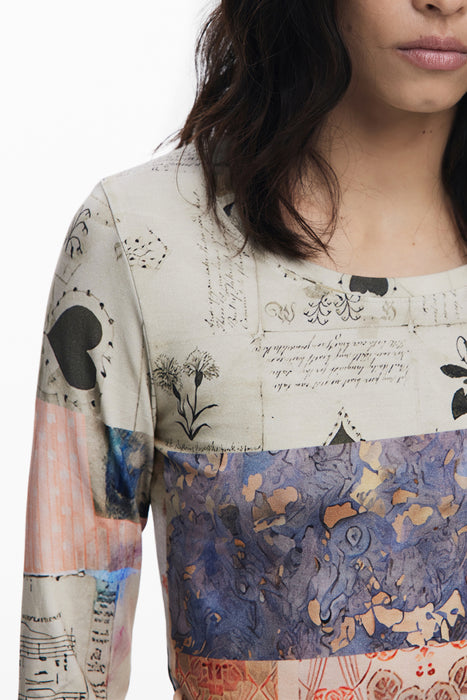 Desigual Womens Long-Sleeve T-Shirt Beige