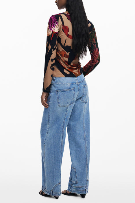 Desigual Womens Long-Sleeved T-Shirt, Brown