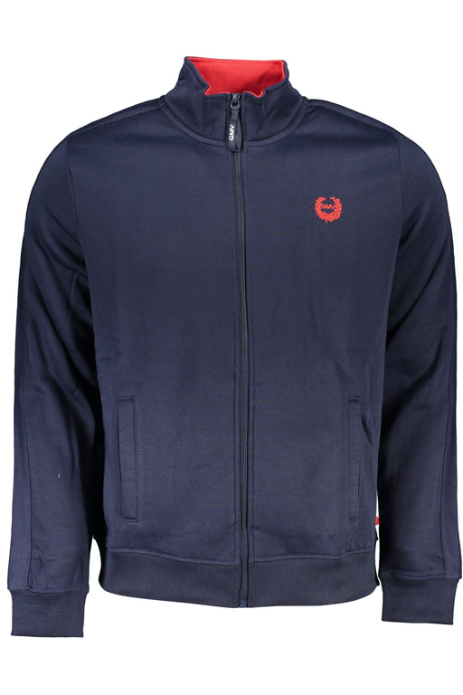 Gian Marco Venturi Mens Blue Zip Sweatshirt