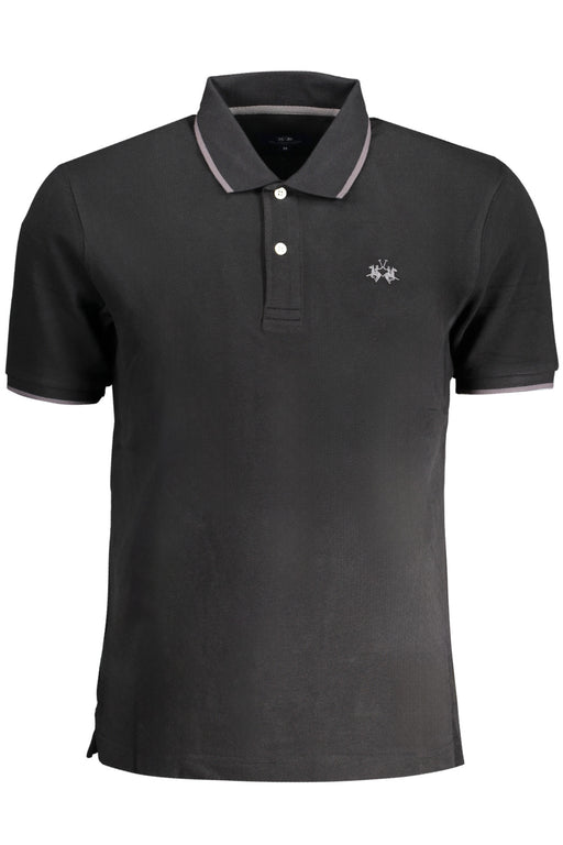 La Martina Mens Short Sleeve Polo Black