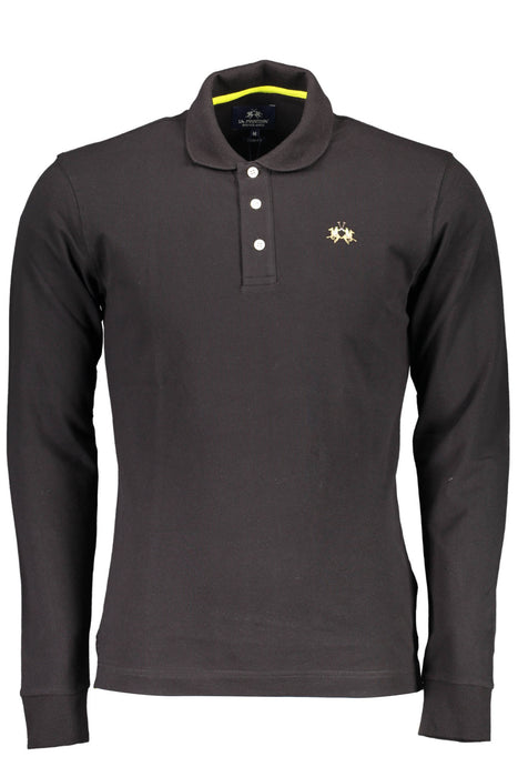 La Martina Mens Black Long Sleeve Polo Shirt