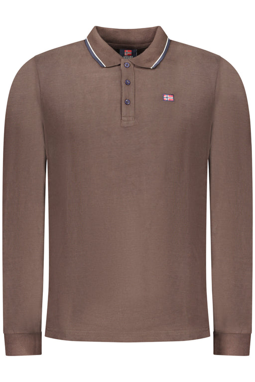 Norway 1963 Mens Long-Sleeve Polo Shirt, Brown