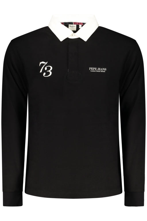 Pepe Jeans Mens Long-Sleeved Polo Shirt, Black