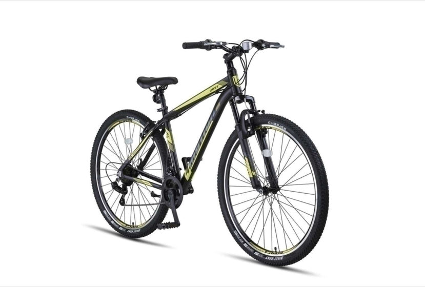 4 Motion MTB 29 Inch 46 cm Unisex 21SP Rim Brakes Black/Yellow,