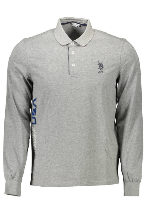 Us Polo Shirt Long Sleeve Mens Gray